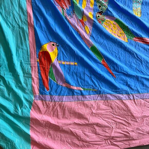 Ken‎ Done Duvet Doona Cover 80s 90s Queen Size Parrots & Fish Colorful Tropical - Picture 7 of 14